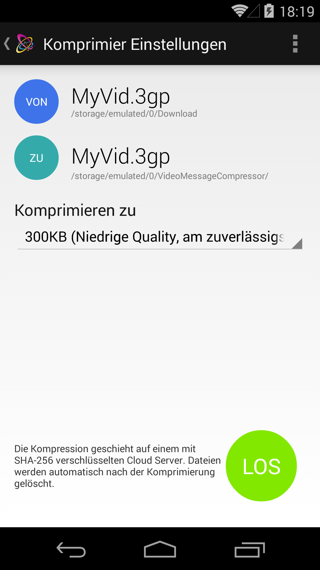 Android application Video Message Compressor screenshort
