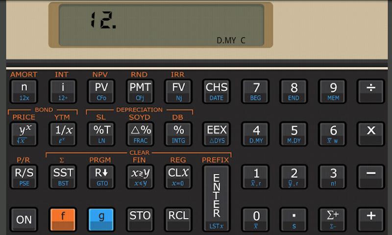 Android application Andro12C financial calculator screenshort