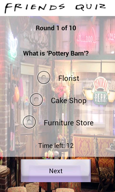 Friends Quiz Screen 2