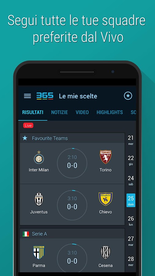 Sport in Diretta - 365Scores- screenshot