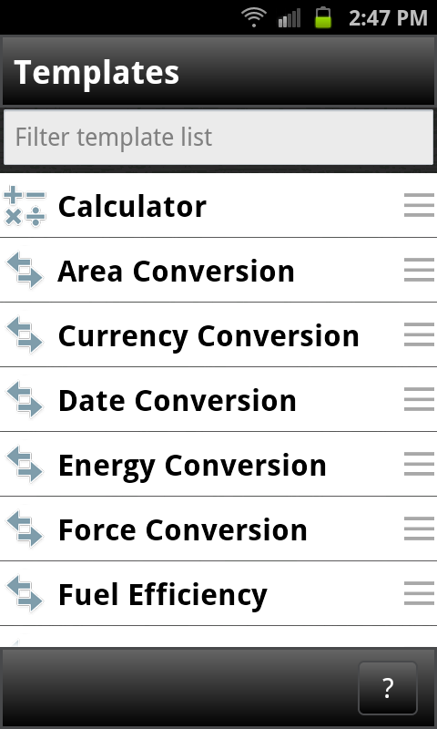powerOne Conversion Calculator Screen 2