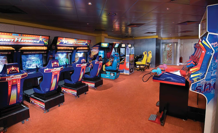 Kids and teens (and adults young at heart!) will love the car racing,  jet fighting and other games at Norwegian Jewel's Video Arcade.