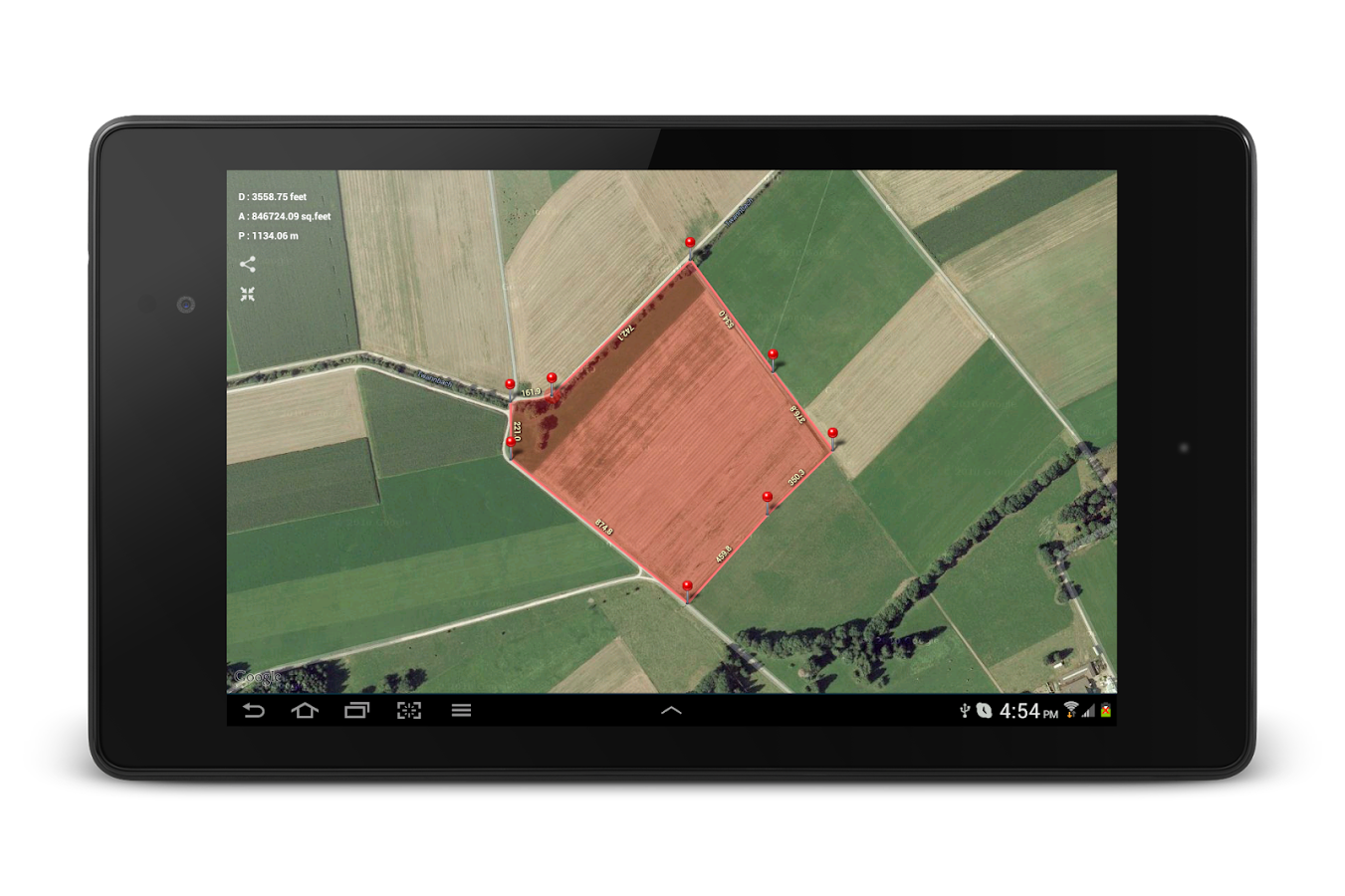 Planimeter - GPS area measure - screenshot