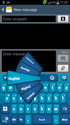 蓝色键盘智能手机