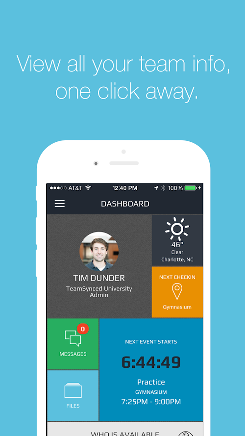 Android application TeamSynced screenshort