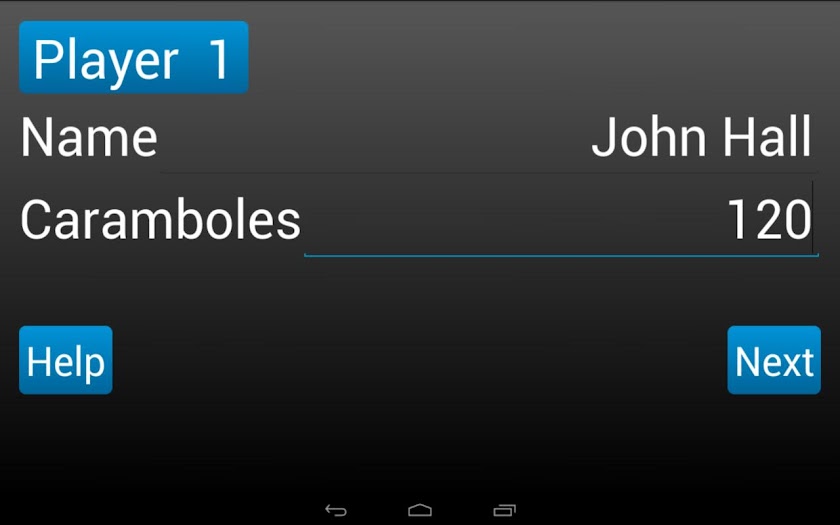 Billiard Scoreboard App Screen 1