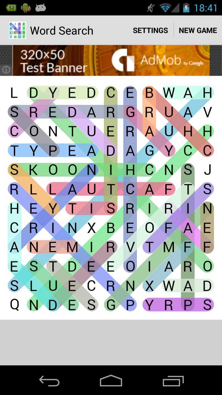 Android application Word Search Puzzle screenshort