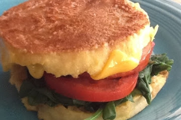 Inside Out Egg Sandwich (with Spinach, Tomato, Cheddar, and Canadian Bacon)