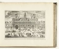 Gezicht op het Hôtel de Ville te Parijs, 1726