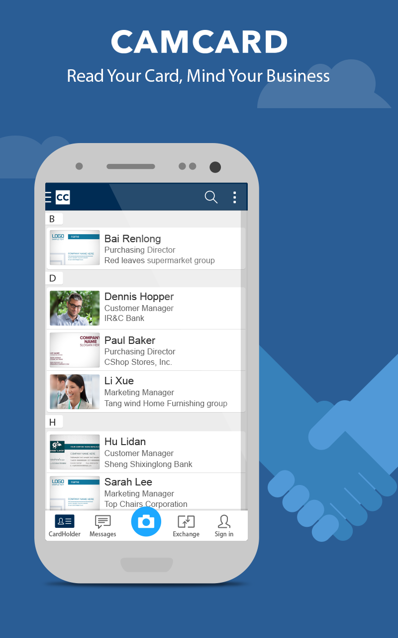 Android application CamCard - Business Card Reader screenshort