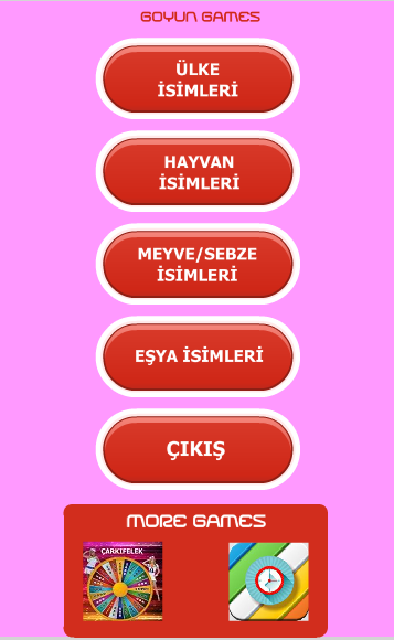 Android application Adam Asmaca Kelime Bul screenshort