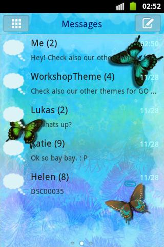 GO SMS Theme Blue Butterfly