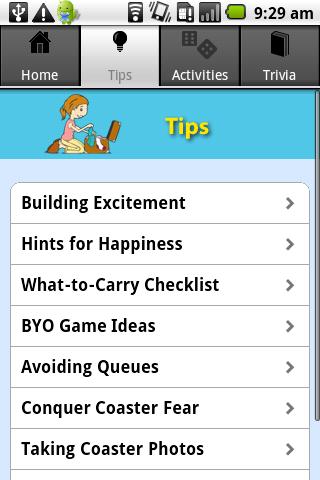 Theme Park Queue Activities Screen 2