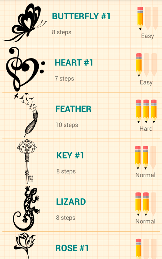 Android application How to Draw Tattoos screenshort