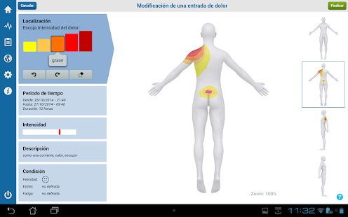 Captura de pantalla de la aplicacion Android Pain Diary - CatchMyPain PRO