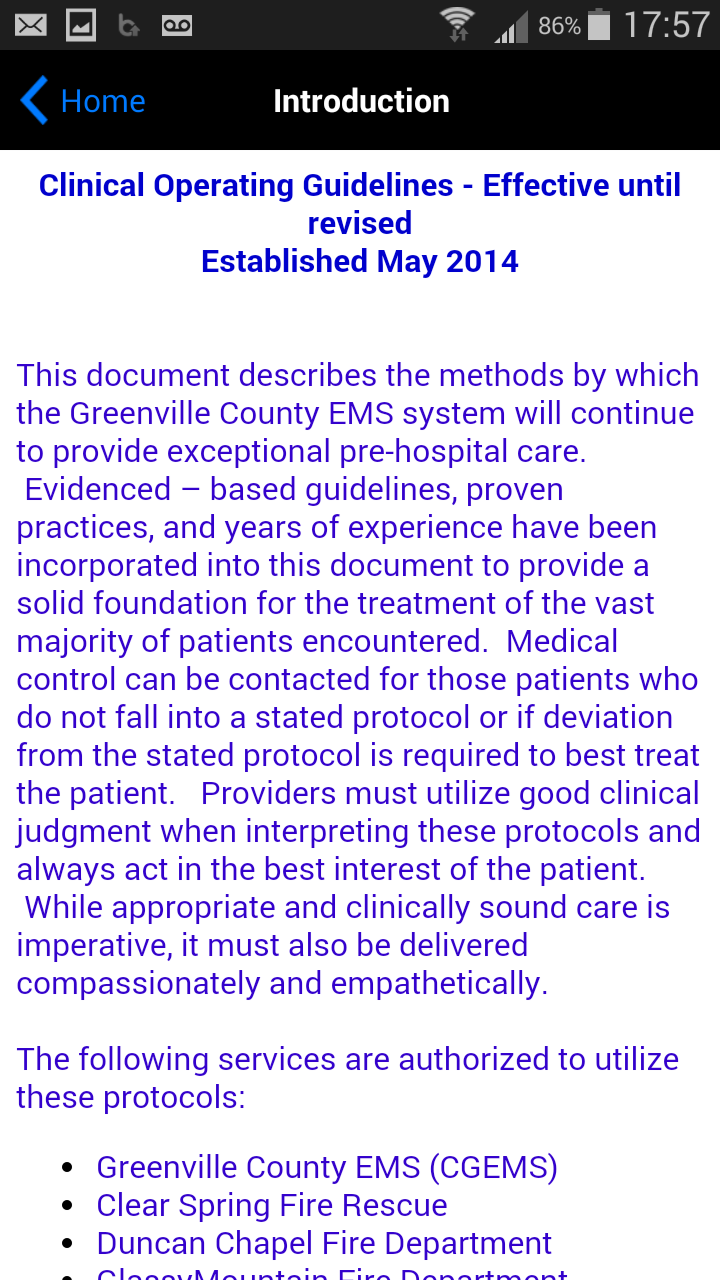 GCEMS Clinical Guidelines Screen 3