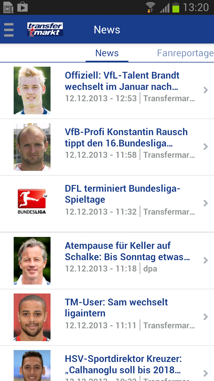 Transfermarkt Screen 1