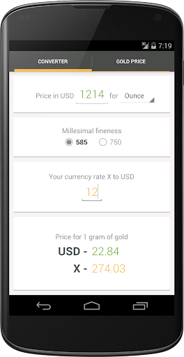 Price of Gold Converter app
