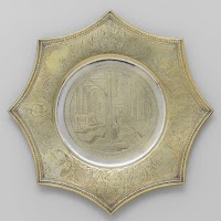 Pointed salver with Hannah and Samuel
