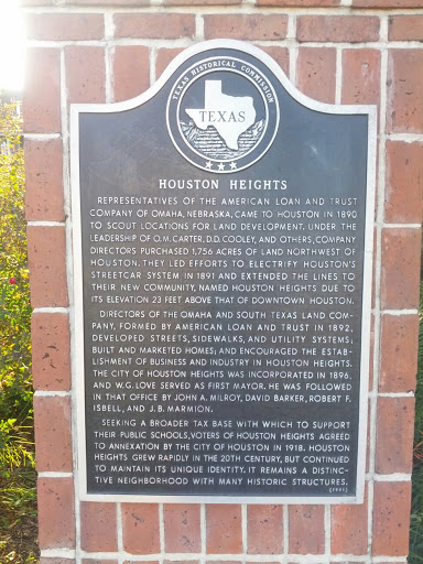 Houston Heights Historical Marker