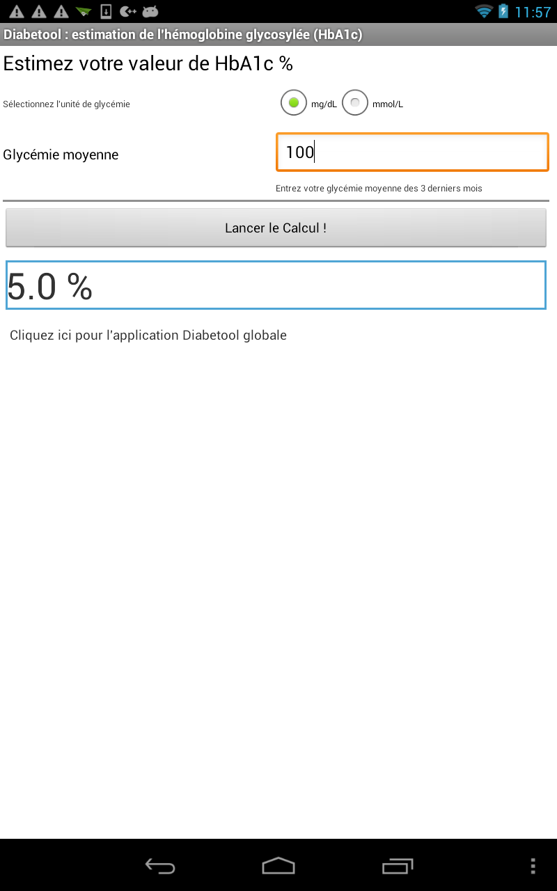 Android application DIABETooL HbA1c screenshort
