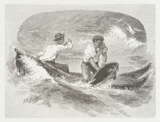 Two Men in Boat, Fishing