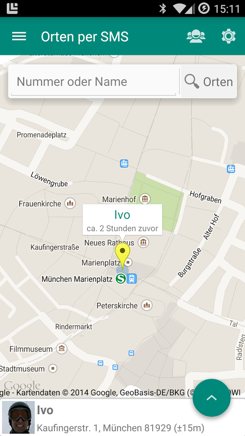 Locate via SMS Premium Screen 2