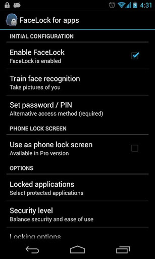 FaceLock for apps