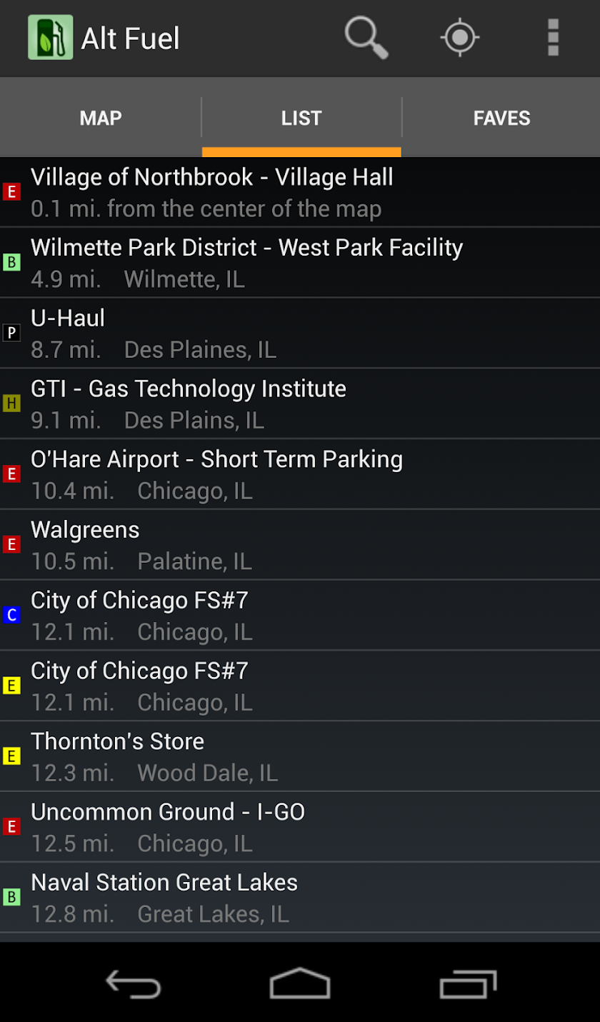 Alternative Fuel Finder Screen 2