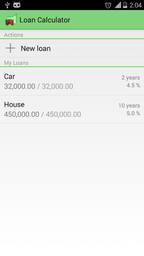 Android application Loan Calculator+ screenshort