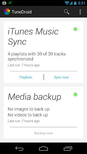 TuneDroid Backup iTunes Sync