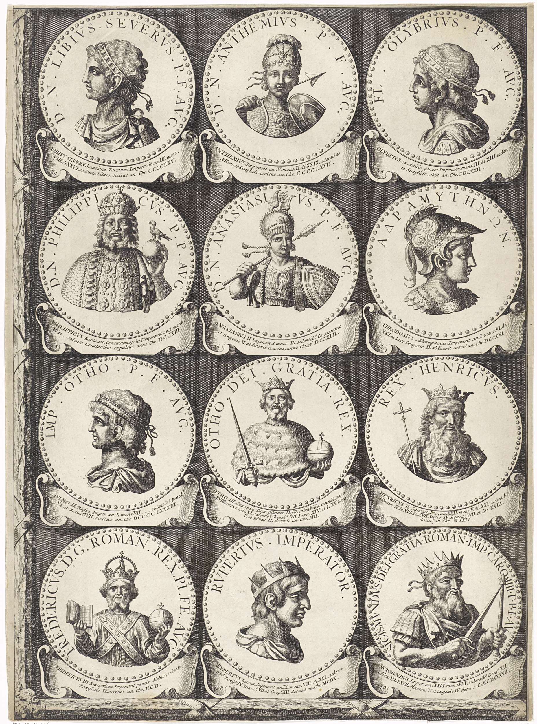 Keizers en koningen, medaillons 84-149, blad 8