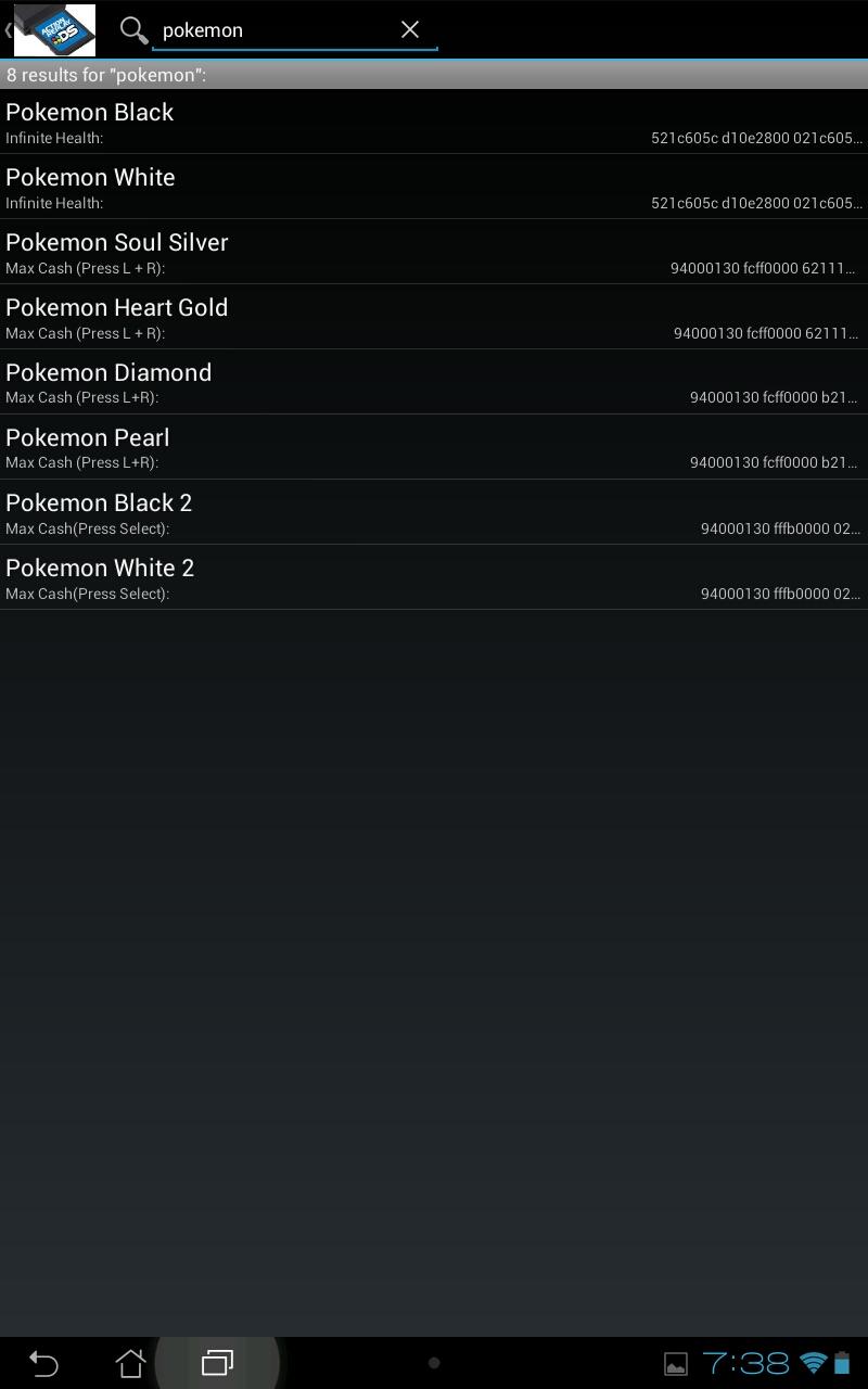 Action Replay Code Manager Screen 2