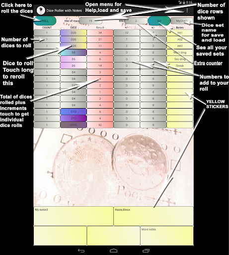 Dice Roller with Notes Premium
