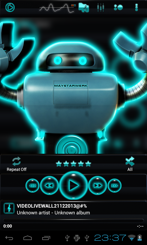poweramp skin glow lightblue Screen 2