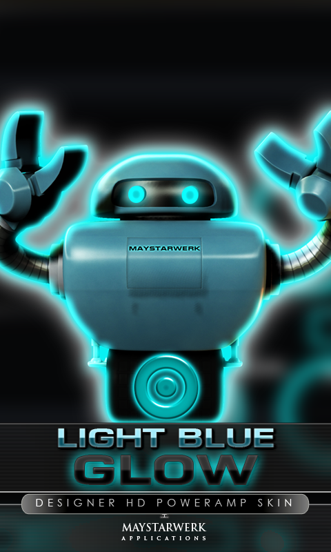poweramp skin glow lightblue Screen 1
