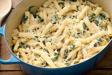One-Pot Parmesan Chicken Ziti with Artichokes and Spinach