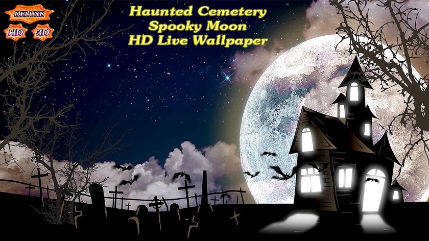 Haunted Cemetery Spooky Moon Screen 3