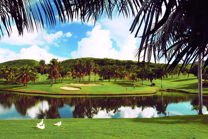 The Buccaneer, on St. Croix, is a par 70, 18-hole golf course with spectacular views of the Caribbean Sea from 13 holes.