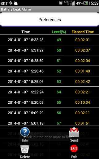 Battery Leak Alarm use record