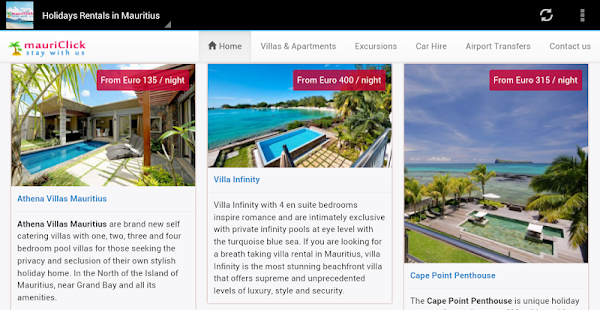 Holidays Rentals in Mauritius Screenshots 1