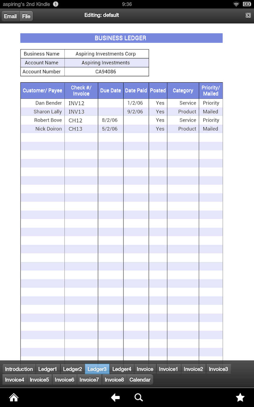 Invoice and Ledger Screen 3