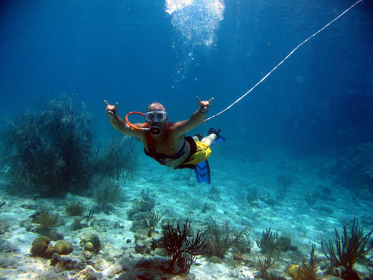 Snuba off the coast of St. Lucia. Snuba combines snorkeling and scuba diving.
