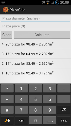 PizzaCalc Pizza Calculator