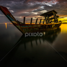 Stranded at Dusk by Ade Noverzan - Transportation Boats