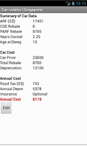 Car Cost Calculator Singapore screenshot 1