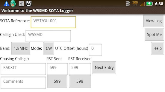 SOTA Logger screenshot