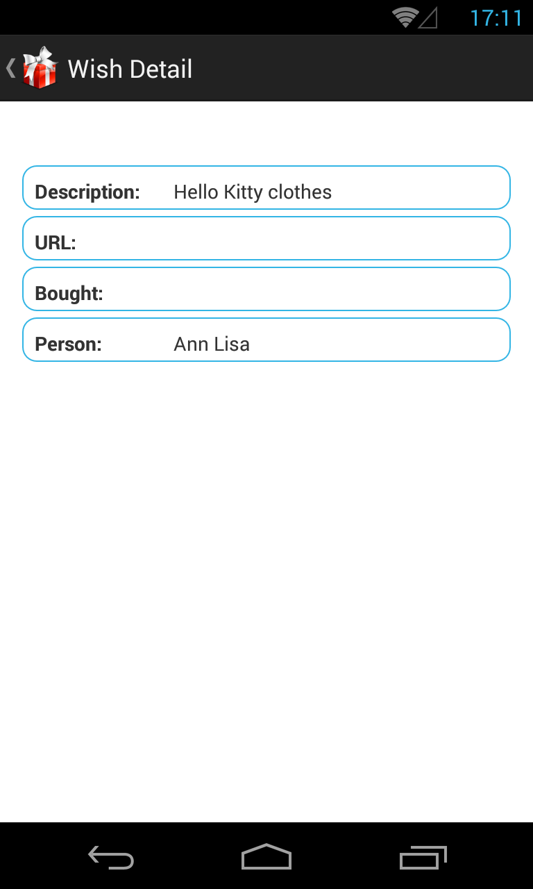 Wishlist, share your gift list Screen 2