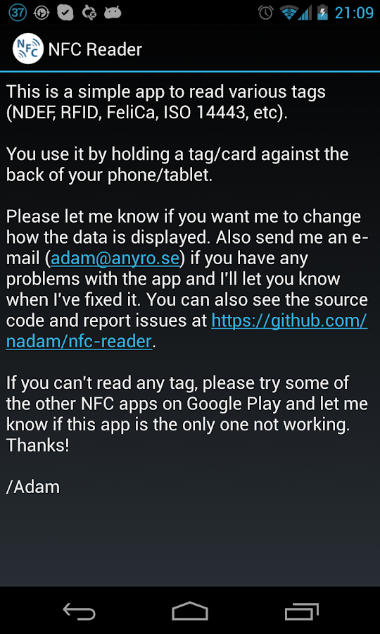 NFC Reader Screen 3