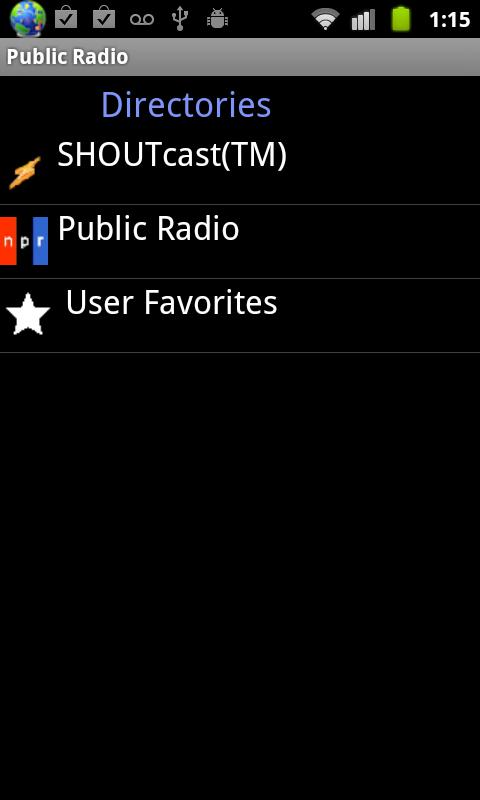 Android application Public Radio screenshort